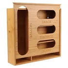 Storage Compatible Kitchen Drawer Dispenser Food Bamboo Ziplock Bag Storage Organizer Sliding With Hinge Lock