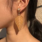 Earring Earrings New Lady Temperament All-match Imitation Pearl Leaf Resin Earring Pendant