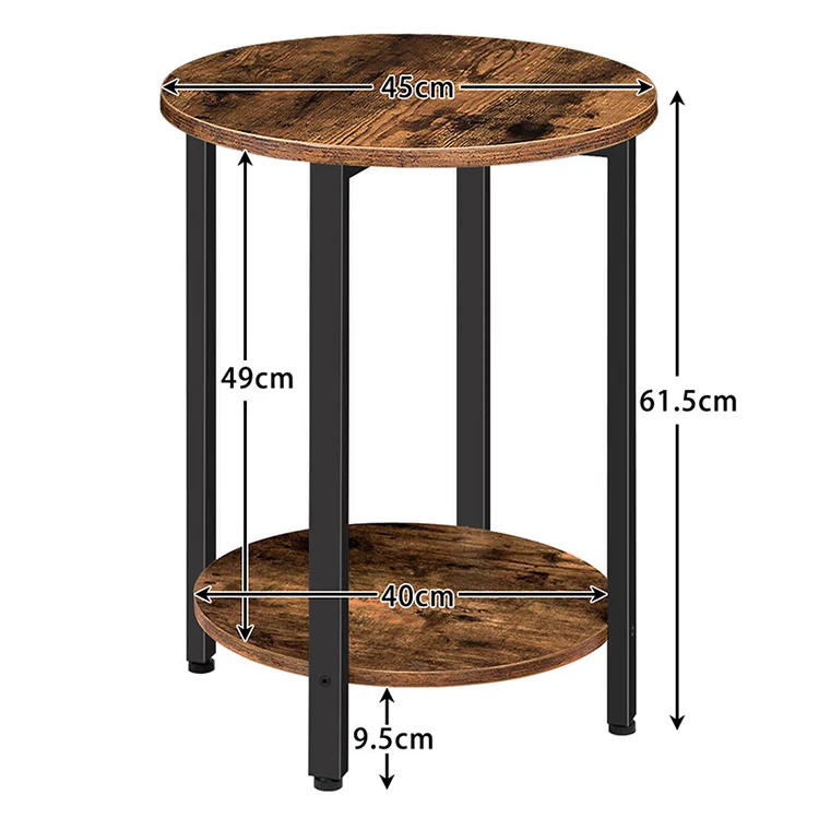 Wholesale Industrial Style Rustic Round Side End Table Round Accent Wooden Side Table Nightstand with Storage for Living Room