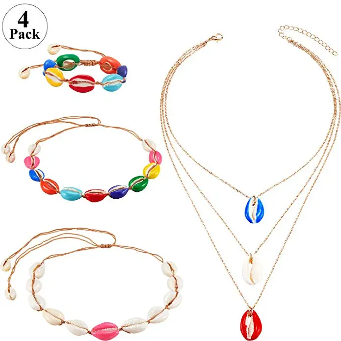 Rainbow Shell Jewelry Set Necklace 