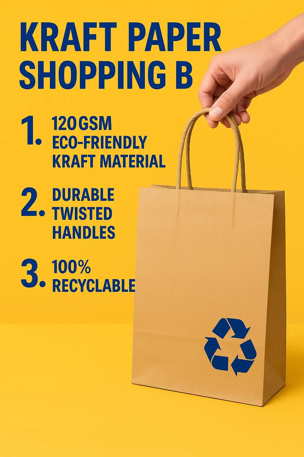 Custom Printed Biodegradable Kraft Paper Bag with Twisted Handles for Retail Shopping - detail 3