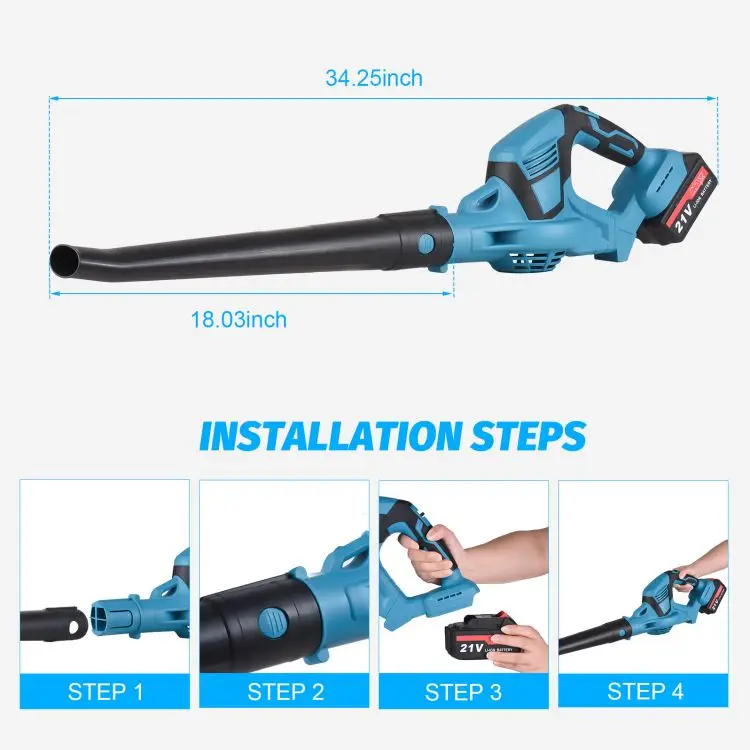 Cordless Leaf Blower 21V Battery Powered Leaf Blower for Lawn Care with Fast Charger 81.19CFM 52.1MPH Lightweight Powerful Leaf