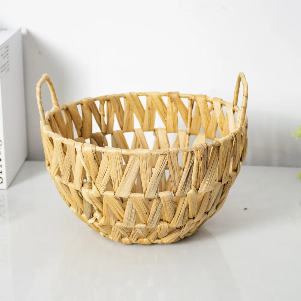 HUAYI wicker basket Water Hyacinth Handwoven Baskets Storage Baskets with  Handles