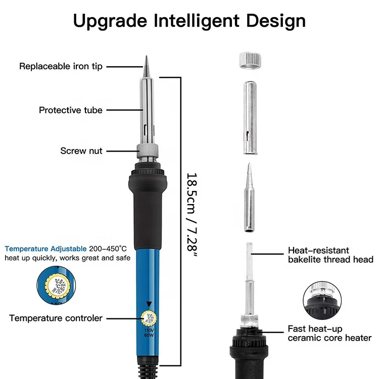 Dropshipping Hot Items Cheap Electric Soldering Iron Gun Kit Multimeter Iron Soldering 60w Adjustable Soldaring Soldering Iron