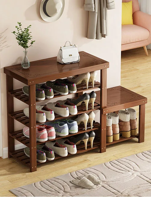 Shoe rack Household solid Wood economy simple Shoe Cabinet door multi-layer dustproof shoe stool contracted Modern