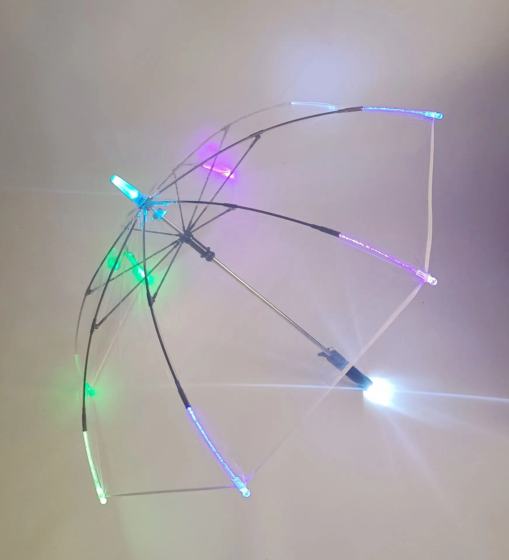 WXL351 Colorful Luminous Transparent Flashlight Creative LED Lighting Straight Advertising Umbrellas Clear LED Umbrella