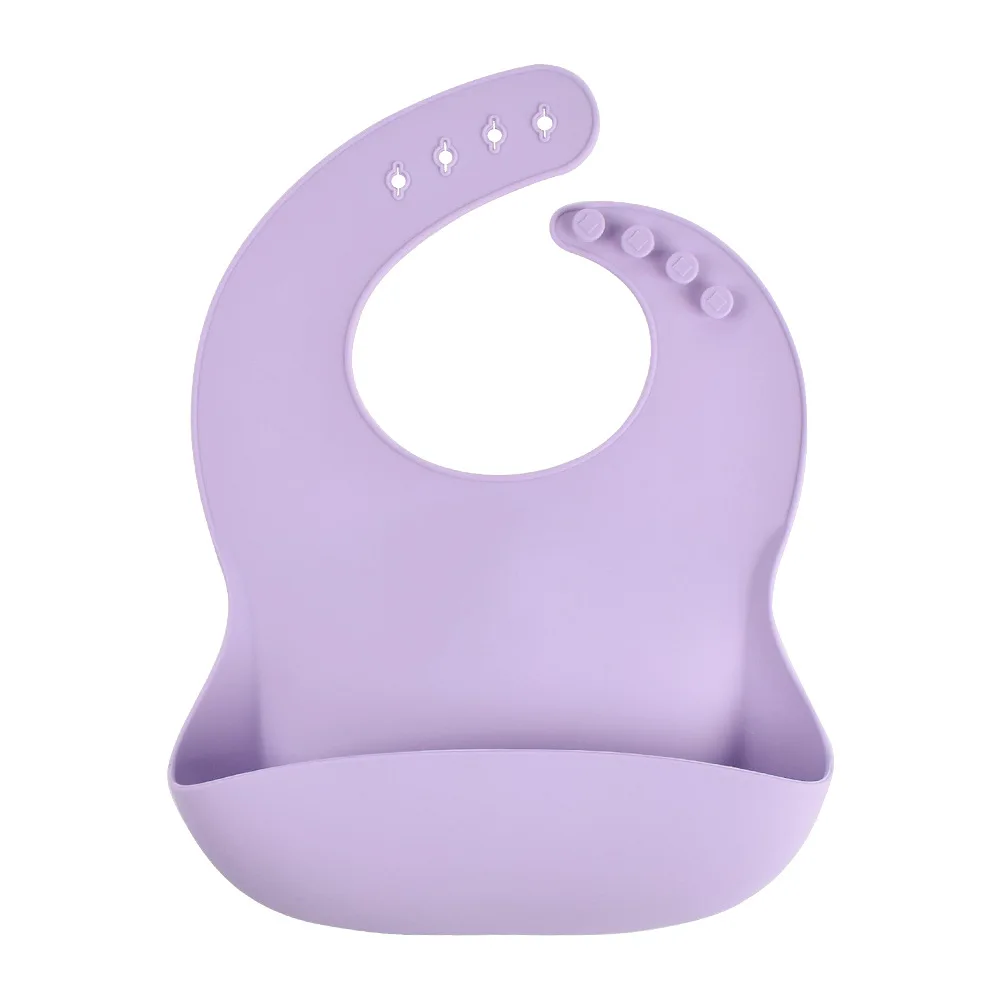 Custom High Quality Food Grade Soft Waterproof Silicone Baby Bib With Food Catcher