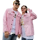 Autumn Jacket Plus Size Clothing Autumn New Couple Denim Jacket Coat Loose Casual Pink Men's And Women's Tops