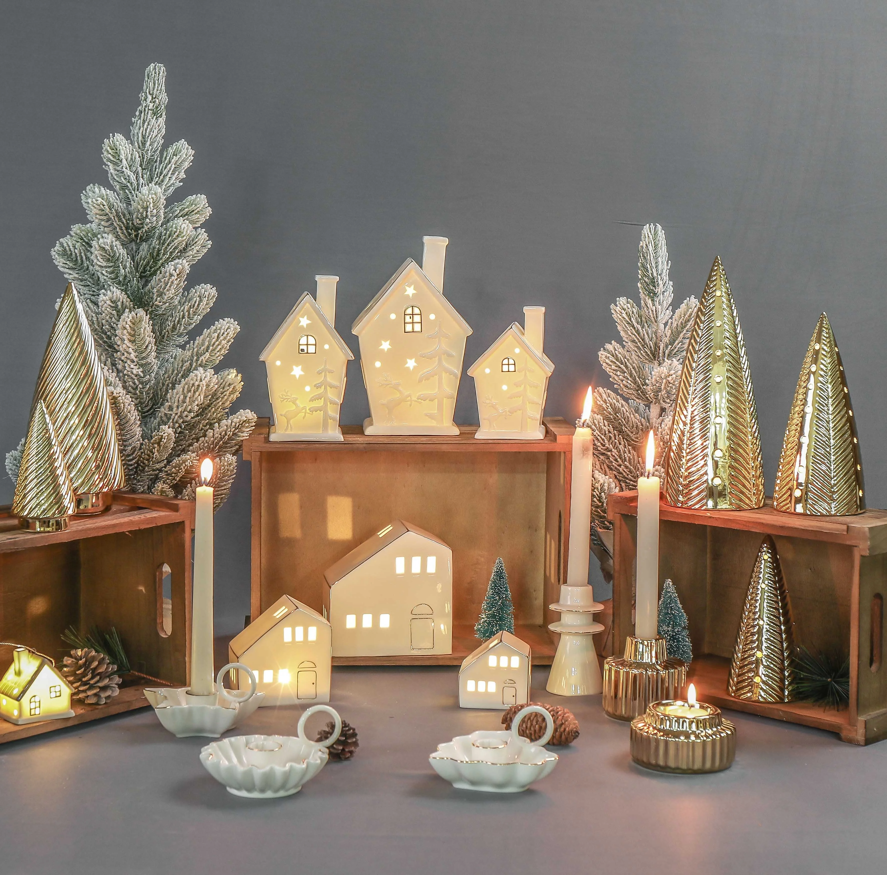 lighted ceramic christmas houses