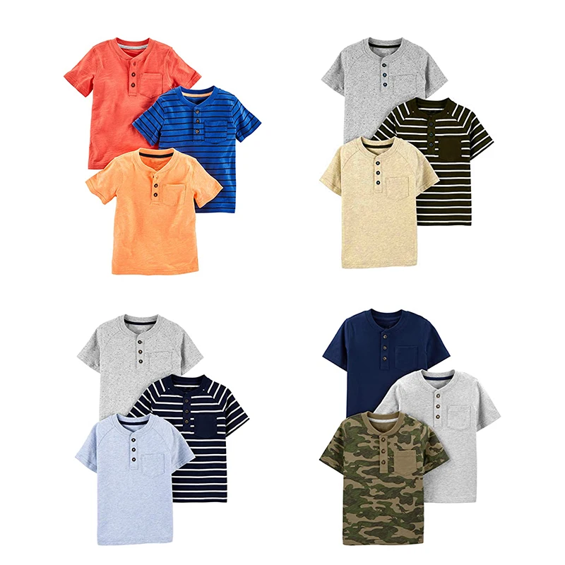 manufacturer OEM 3-pack Baby Boy Stripe 100% Cotton T Shirt Set Short-sleeved Baby T-shirts