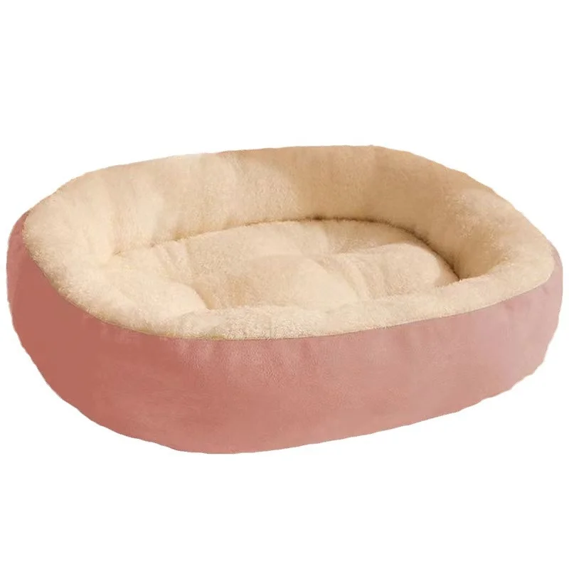 HUAYI 2024 New manufacturer soft luxury  pet cushion round cat dog bed