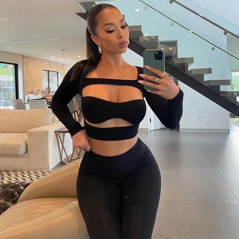 Disco Emigreren lezer Boutique New Fashion 2022 Women Gym Fitness Square Collar Solid Long Sleeve  Crop Top Two Piece Leggings Sets - Buy Gym Fitness Sets,Gym Leggings, Leggings Set Product on Alibaba.com