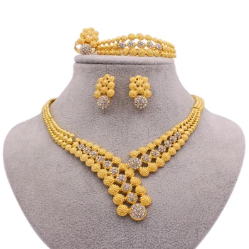 Ethiopia 24K Gold Jewelry sets for women jewellery African wedding bridal gifts bridal party Bracelet Necklace earrings ring set