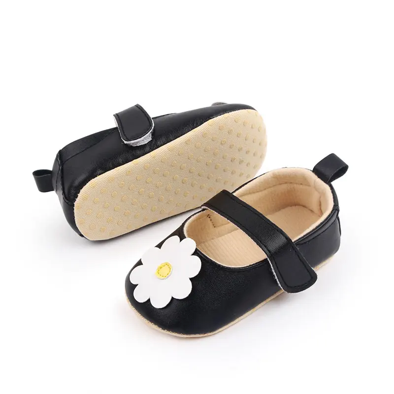 Beautiful Flower Design Soft Leather Baby Toddler Newborn Shoes for Girls factory