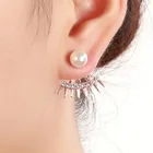 Pearl Earrings New Style Amazon Pearl Earrings Wholesale New Punk Style Cone Full Drill Pearl Earrings