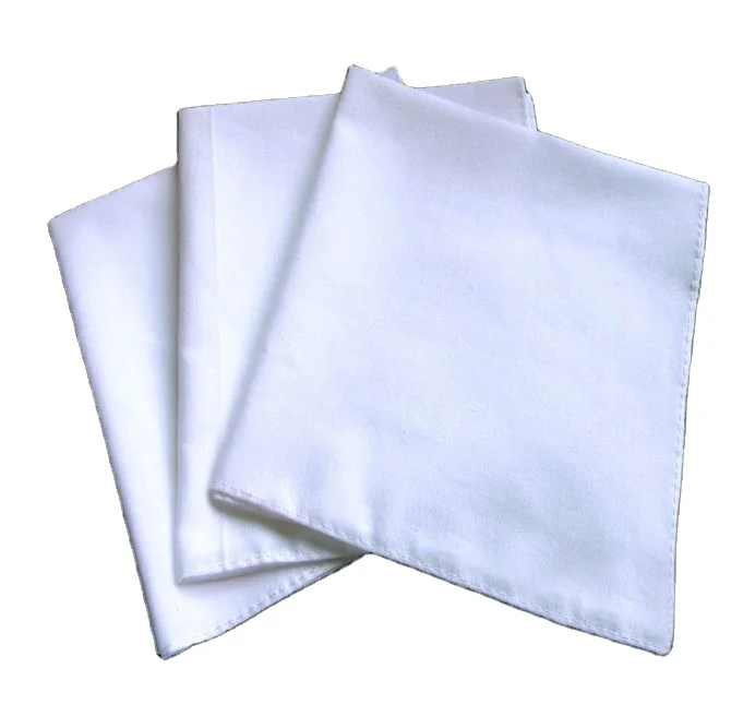 Custom 100% Cotton White Square Handkerchiefs