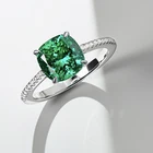 Green Diamond Ring Wholesale Luxury Gemstone Green Diamond Crystal Ring Sterling Silver Wedding Engagement Ring