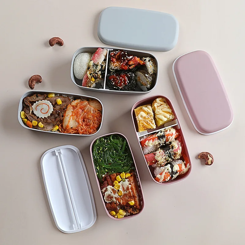OWNSWING Japanese style lunch box bento box Food grade material crisper container double compartments children's lunch box