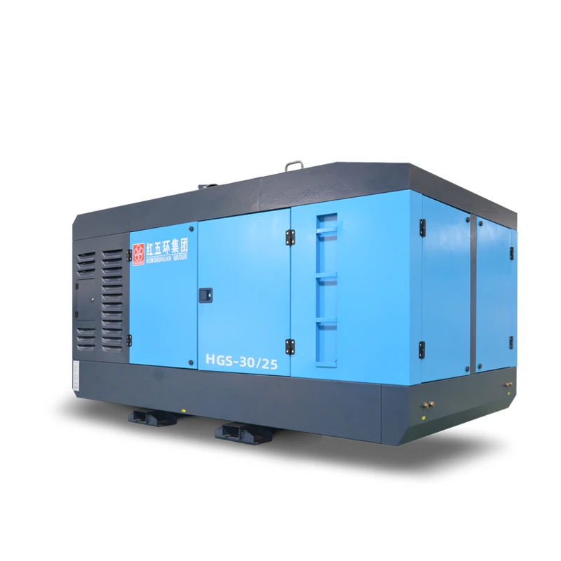 Hongwuhuan HGS30-25C New Portable Screw Diesel Air Compressors Mining Projects 25bar 980cfm 295Kw Gas Engine Tank PLC