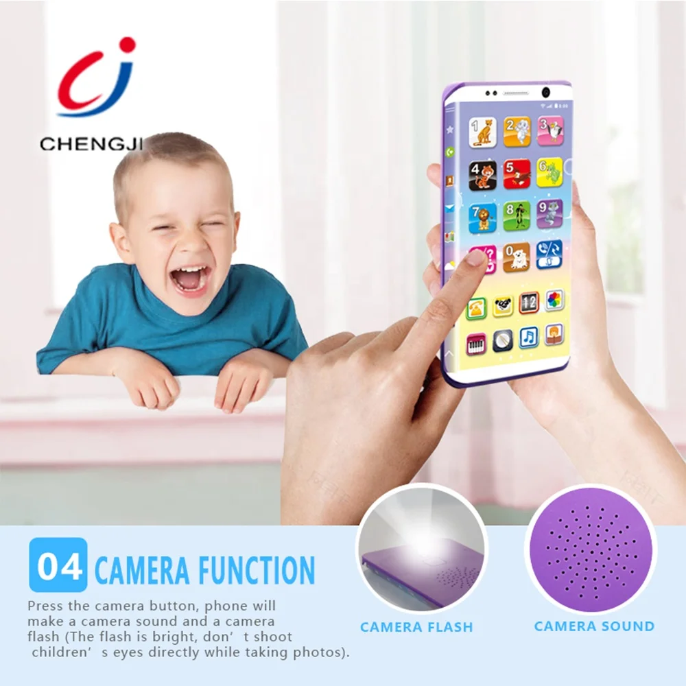 Chengji safety music early educational baby game cell phone smart learning toys musical mobile plastic cell phone toy for babies