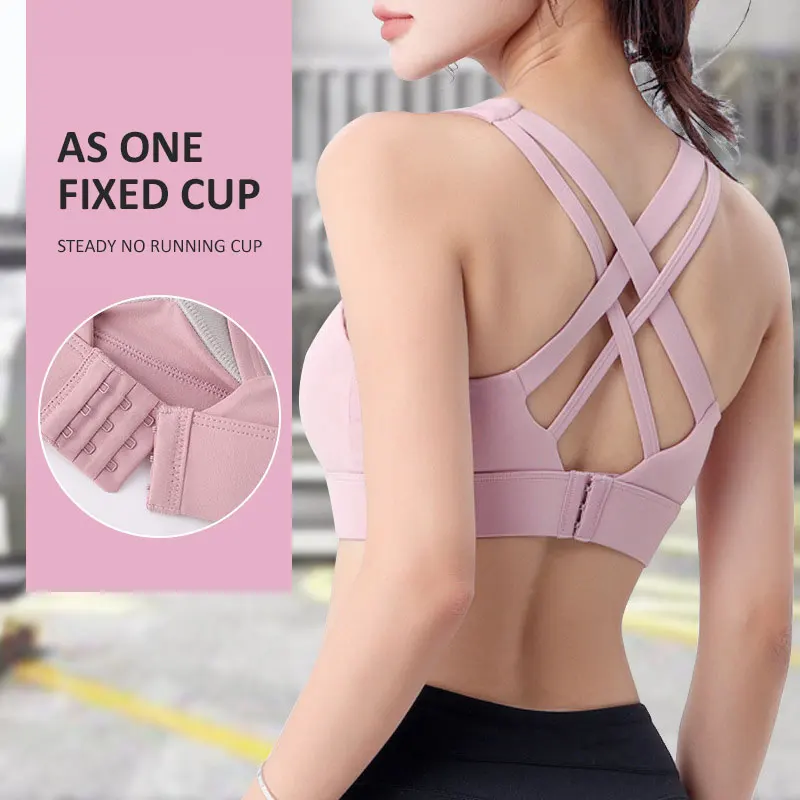 Supply Sports Bra Shockproof Cup Crossover Beauty Back Sports Bra  Integrated Chest Pad Adjustable Shockproof Yoga Fitness Underwear