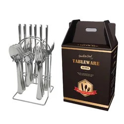 Wholesale High Quality 24PCS  Stainless Steel Cutlery Set with Forks Spoon Knife Coffee Spoon in Gift Box