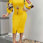 Autumn OEM African Dress Women Sexy Career Dresses For Wholesales Spring Autumn Africa Clothing Long Sleeve Dress
