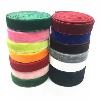 Factory Soft 3-50Mm Pure Colors Single Side Black Velvet Ribbon For Decorations