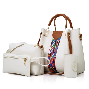 New arrival high quality pu handbags 4pcs in 1 set fashion ladies handbag women bag set big capacity shoulder crossbody bag