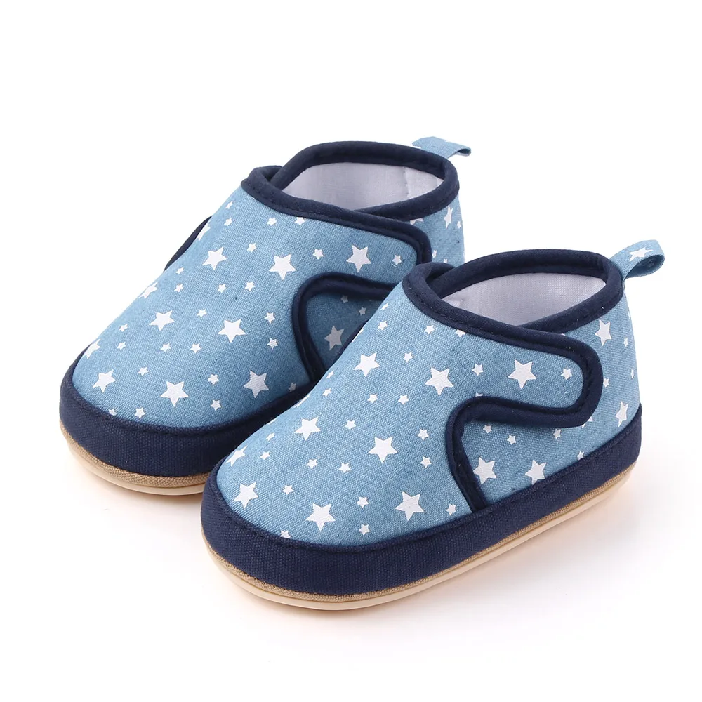 0-1 year old infants solid color star linen double patch baby casual cute toddler shoes details