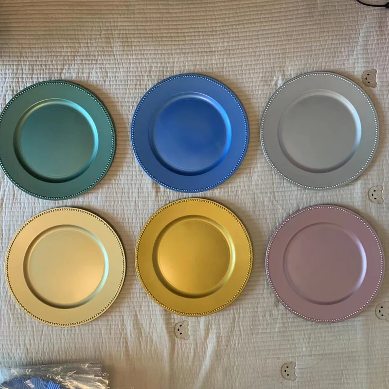 Plastic Wholesale gold Charger plates Wedding Hotel Party Plate charger Dinner Decorative Dinner Plates For Weddings