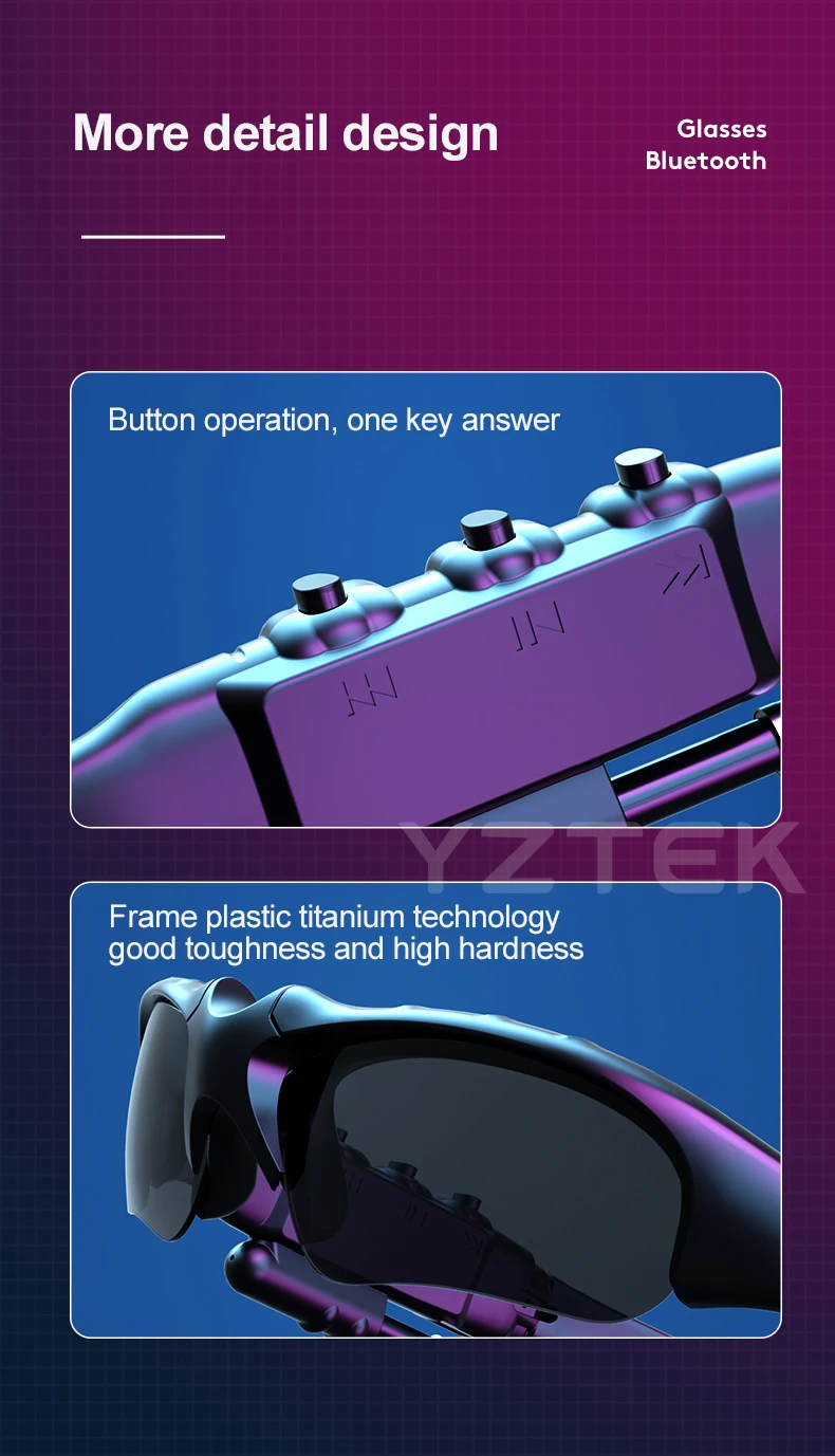 Outdoor Sports Sunglasses Smart Headphones BT 5.0 Polarized Glasses Wireless Headphones Sunglasses Headphones