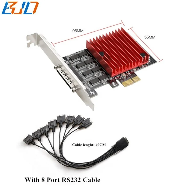 8 Rs-232 Serial Pci Express Controller Card With Data Cable - 8 
