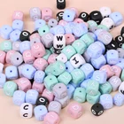 Letter Beads The Beads Silicone Teether Letter Single Letter Alphabet Beads 12MM For Kids Silicon