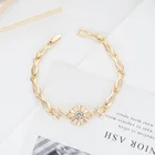 Chain Latest High Quality 18K Gold Plated Flower Shape Jewelry Crystal Zircon Link Chain Bracelet For Gift