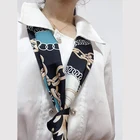 Satin Scarves OEM/ODM Service Narrow Long Satin Silk Scarf Digital Printing Ladies Handbag Ribbon Scarf