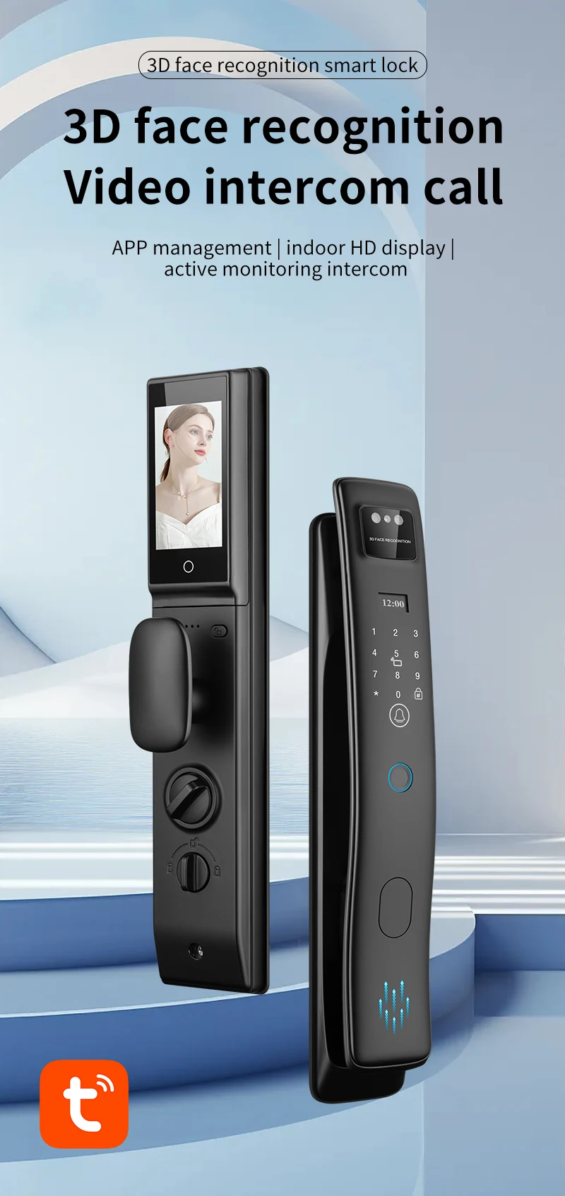 Qleung S958Max Tuya Door Lock With Card Key Password Face Fingerprint Palm Recognition For Apartment Home 0