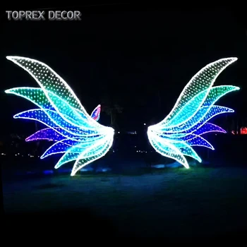 Christmas outdoor city decorations giant ip65 waterproof 2d wings led motif light
