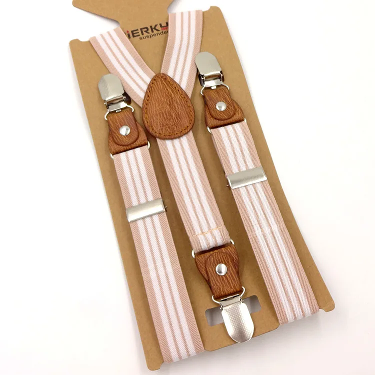 Unisex Children Suspenders 3 Clips  2.5cm wide Clip Straps Adjustable Elastic Back Braces Suspenders