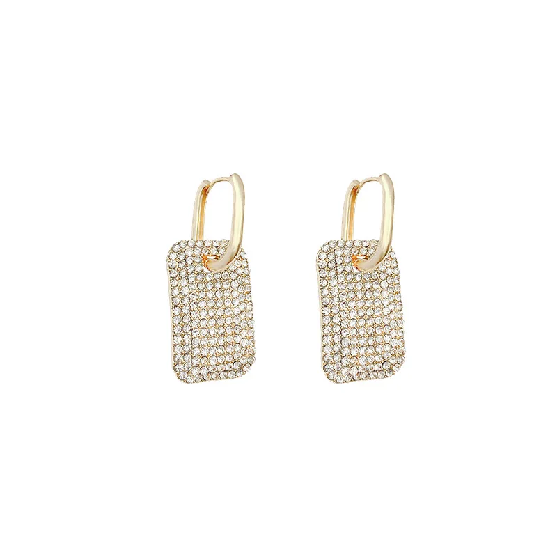 18k gold plated sparkle exquisite fashion jewelry rhinestone big geometry earrings wholesale