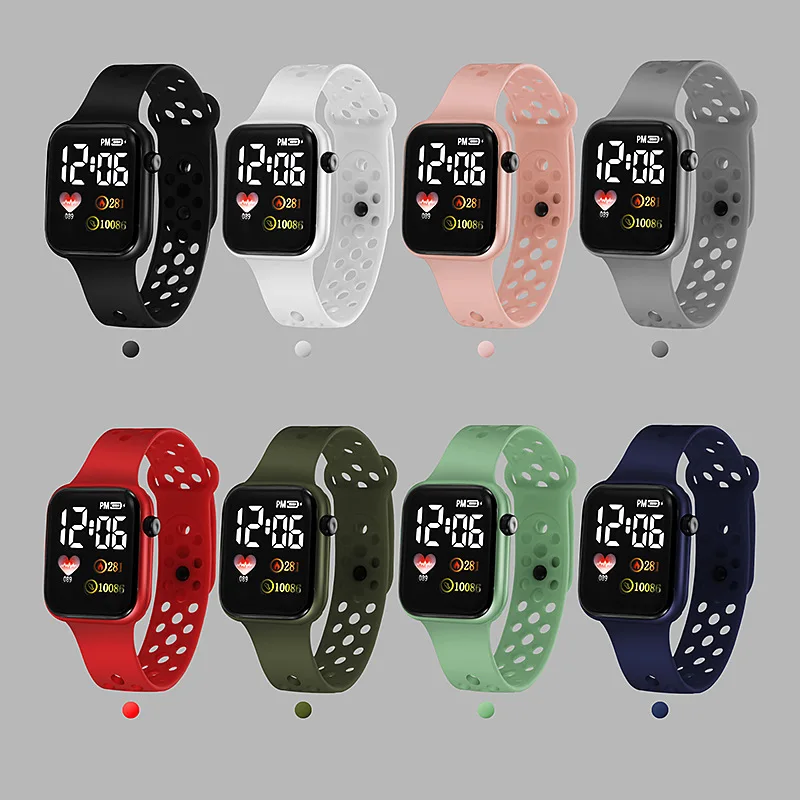 Cheap Price 8 Colors Display Time Digital Led Watch For Children Fashion Sport Silicone Wristband Electronic Watches