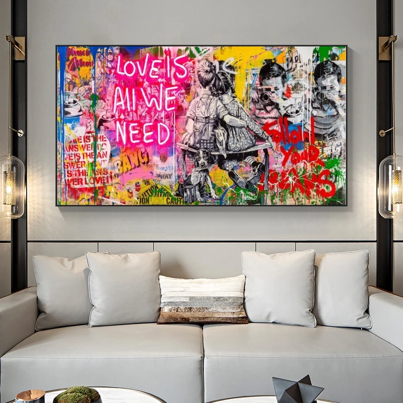 Banksy Art Love Is All We Need Canvas Paintings Wall Art Pictures And Prints Graffiti Pop Street For Home Decor Cuadros Canvas - Buy Canvas Painting,Art Print,Decor Painting Product on Alibaba.com