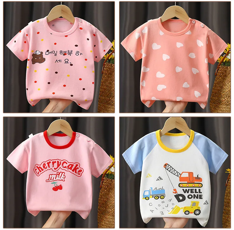 Bulk Wholesale Children Boys Tops Baby Kids Cotton Tshirts Short