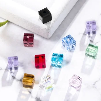 K9 Glass High Quality Cube Crystal Glass Beads For Earring