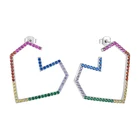 Stone Earrings Wholesale Fashion Jewelry Multicolor Geometric Hoop Big Heart Colorful Stone Earrings For Women