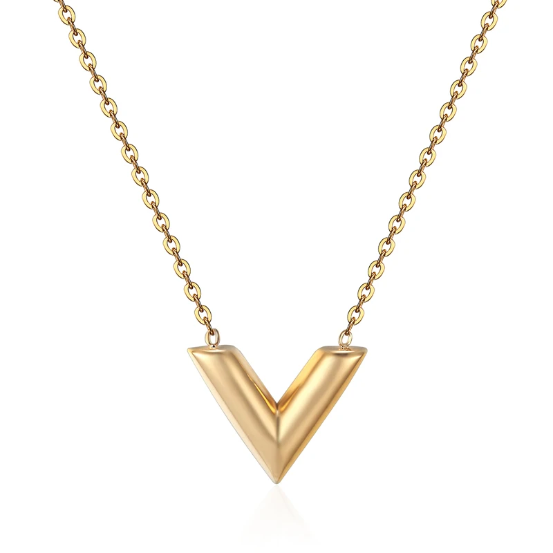 Initial V Letter Pendant Necklace 