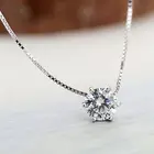 Jewelry Korean Shinny Jewelry 925 Sterling Silver Crystal Geometric Cubic Zirconia Round Pendant Necklace