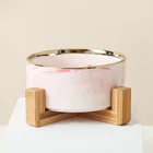 Ceramic Bowls Durable Ceramic Round Pet Feeder Insulated Marble Pet Cat Ceramic Dog Bowls