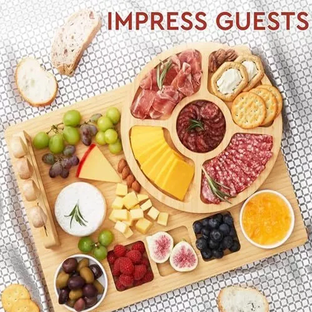product premium kitchen comfort edition gift set bamboo cheese board and chopping blocks for party-12