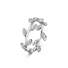 Silver Jewelry Silver Silver Jewelry 5A+ Cubic Zirconia Diamond Lucky Leaf Engagement Ring Sterling 925 Silver Ring
